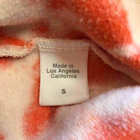 Clare V. Puff Sleeve Sweatshirt Top Womens Small Orange White Tie Dye Crew Neck - Picture 8 of 13